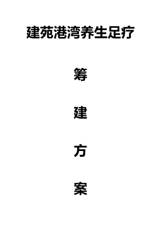 港湾养生足疗会所筹建方案