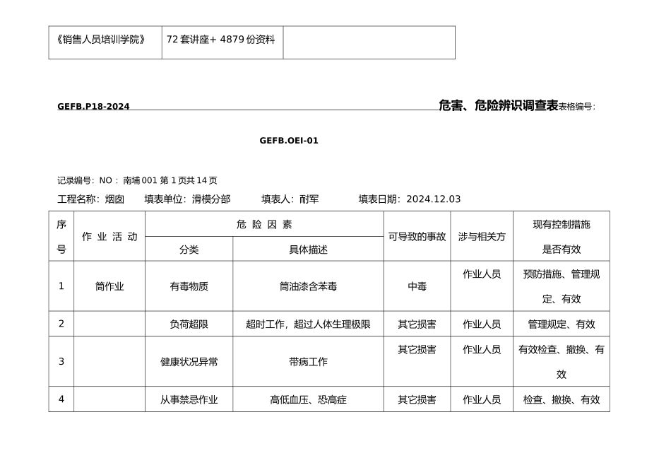 烟囱内筒危害、危险辨识调查表_第3页