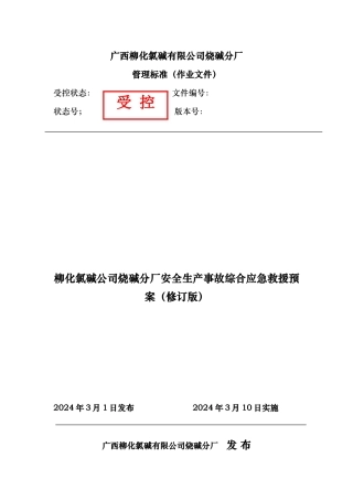 烧碱厂安全生产事故综合应急救援预案