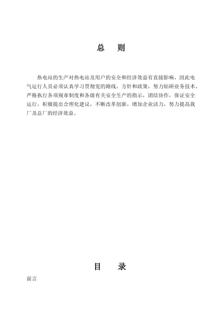 热电厂电气运行规程