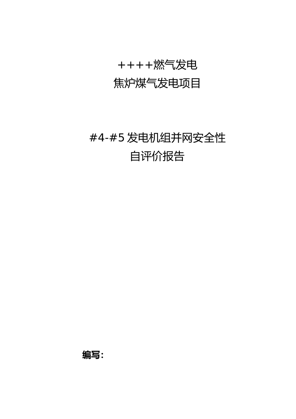 焦炉煤气发电项目发电机组并网安全性自评价报告_第1页