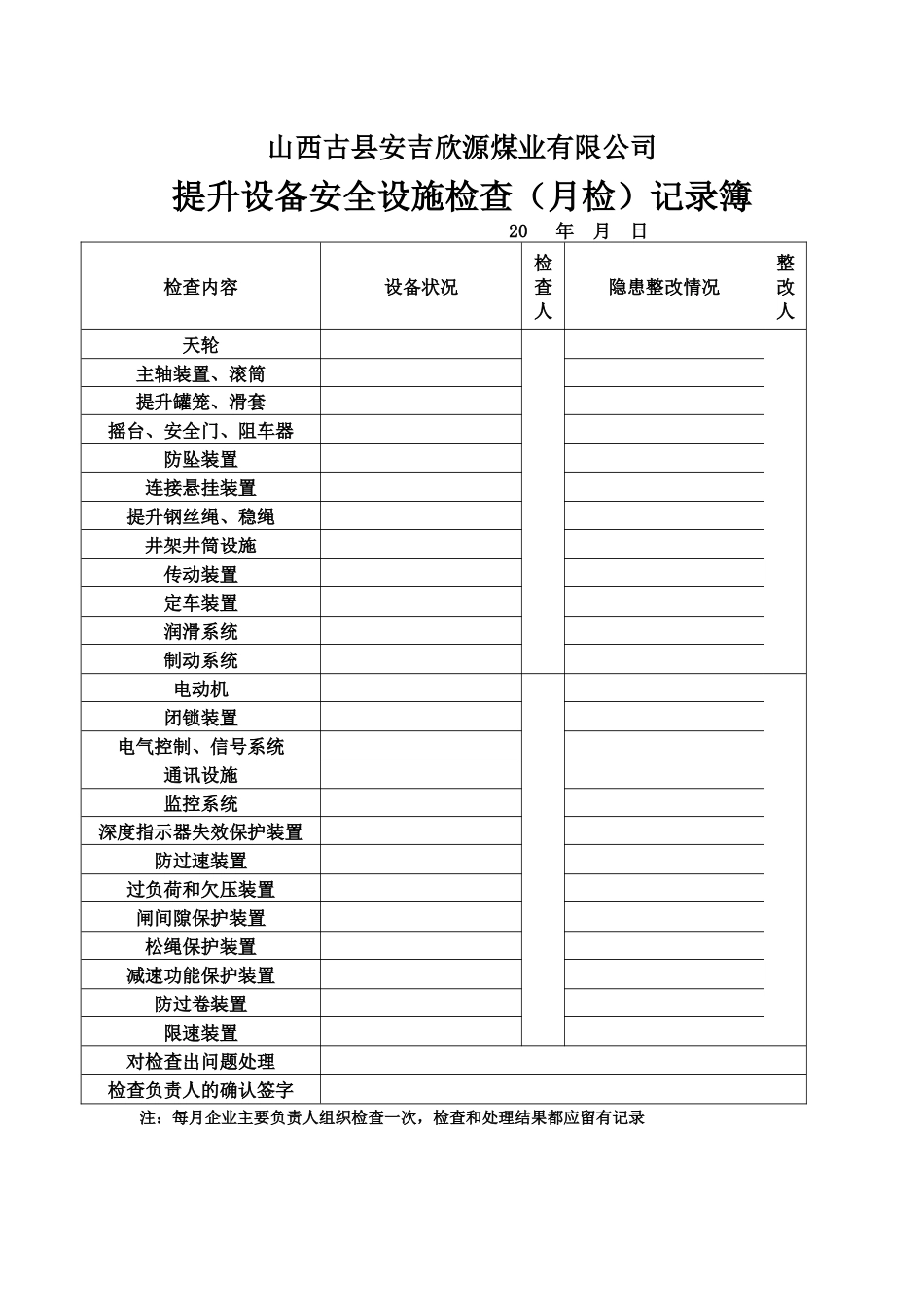 煤矿检修记录表范本_第3页