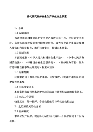 燃气蒸汽锅炉安全生产事故应急救援预案01