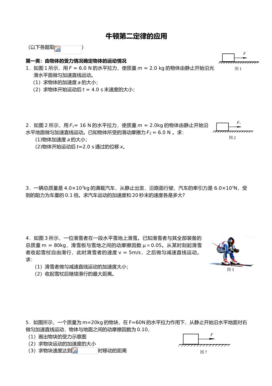 牛顿第二定律的应用分类训练_第1页