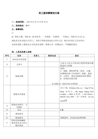 物业公司员工篮球赛策划方案