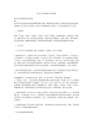 物业公司疫情防控-应急预案