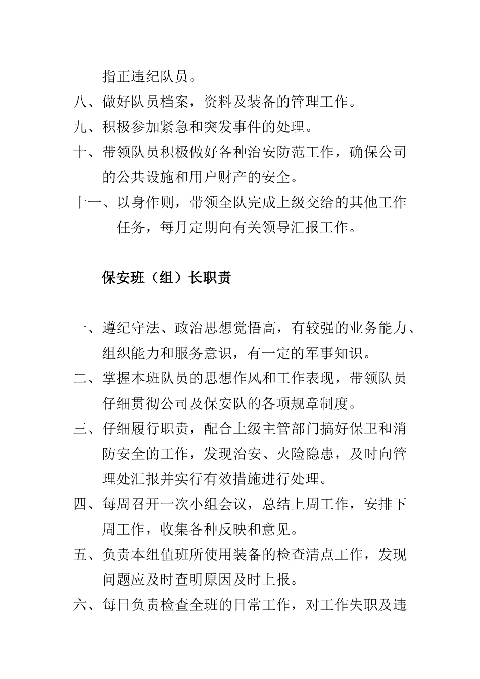 物业管理保安队岗位职责及规章制度_第2页