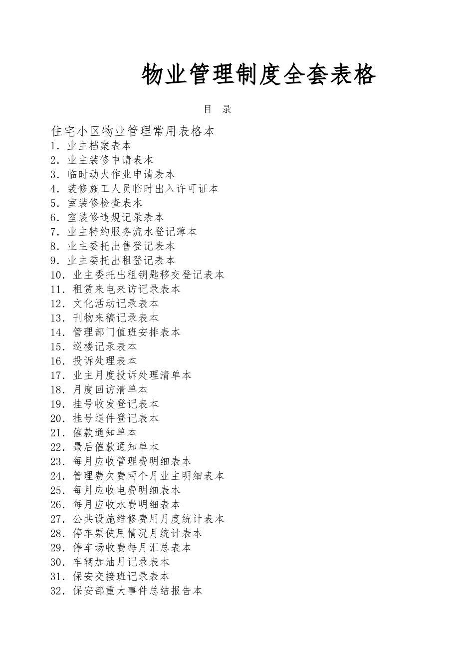 物业管理表格全套_第1页