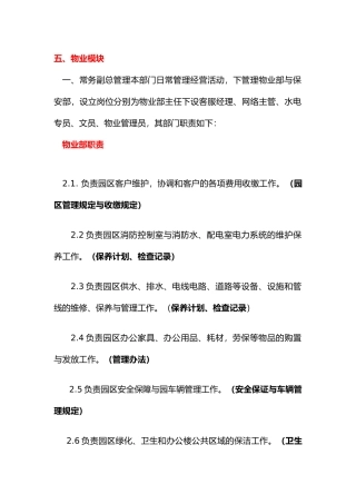 物流园区各岗位职责制度汇编