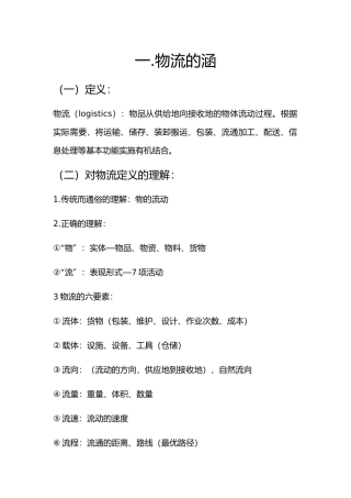 物流管理基础知识笔记