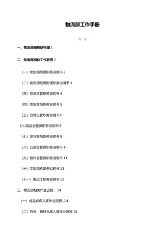 物流部工作手册范本