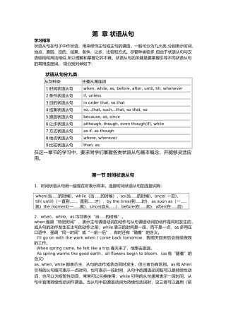 状语从句用法讲解和练习