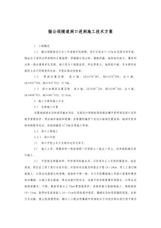 猫公坝隧道洞口进洞施工方案 右北