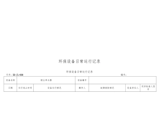 环保设备日常运行记录文本