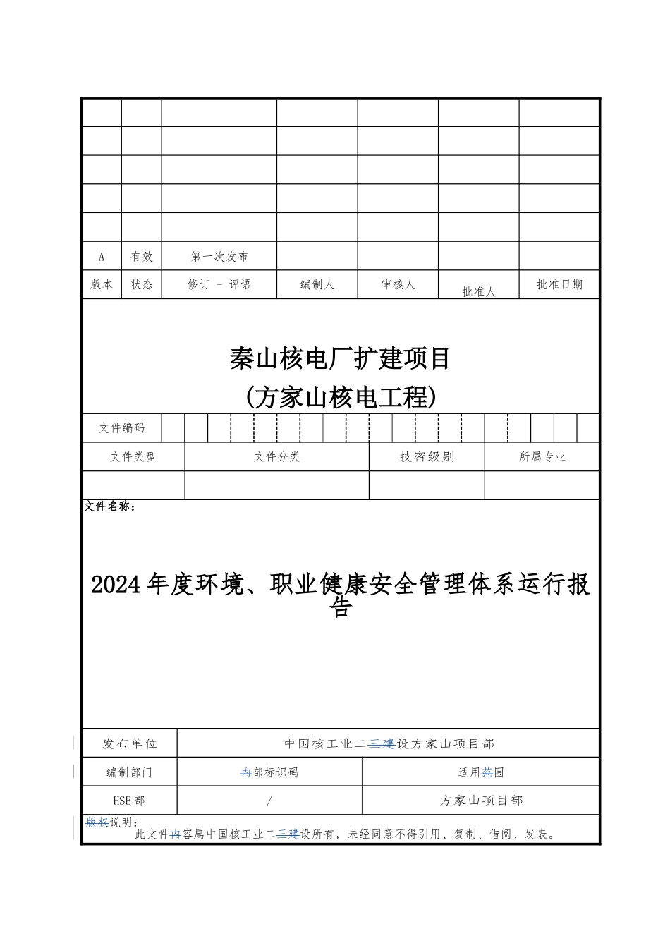环境与职业健康安全管理体系运行报告_第1页