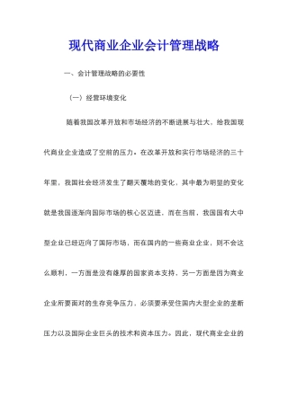 现代商业企业会计管理战略