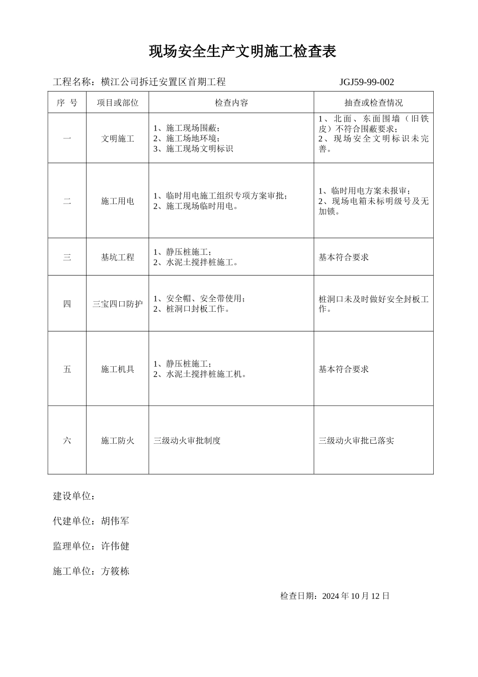 现场安全生产文明施工检查表_第2页