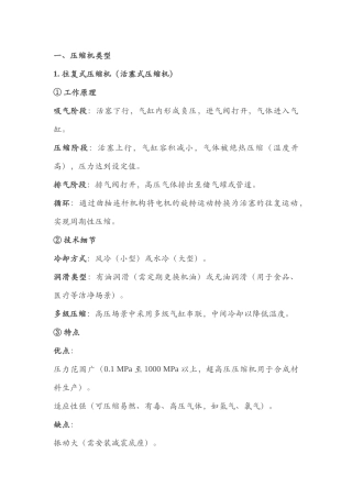 压缩机分类、工作原理、特点及应用