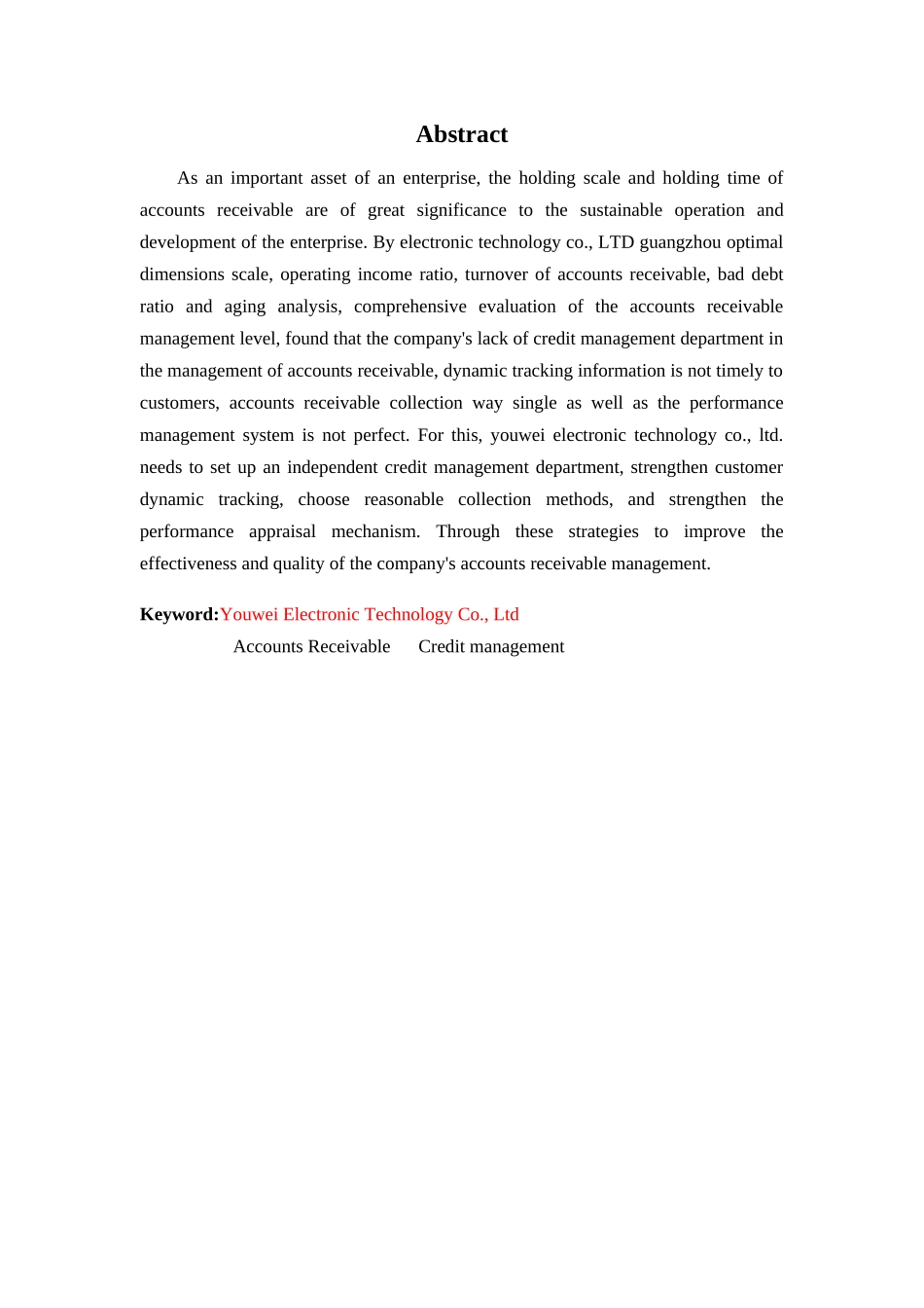 财务管理专业-广州优维电子科技有限公司应收账款管理问题解析_第2页