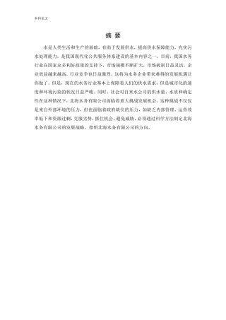 工商管理-北海水务有限公司发展战略研究