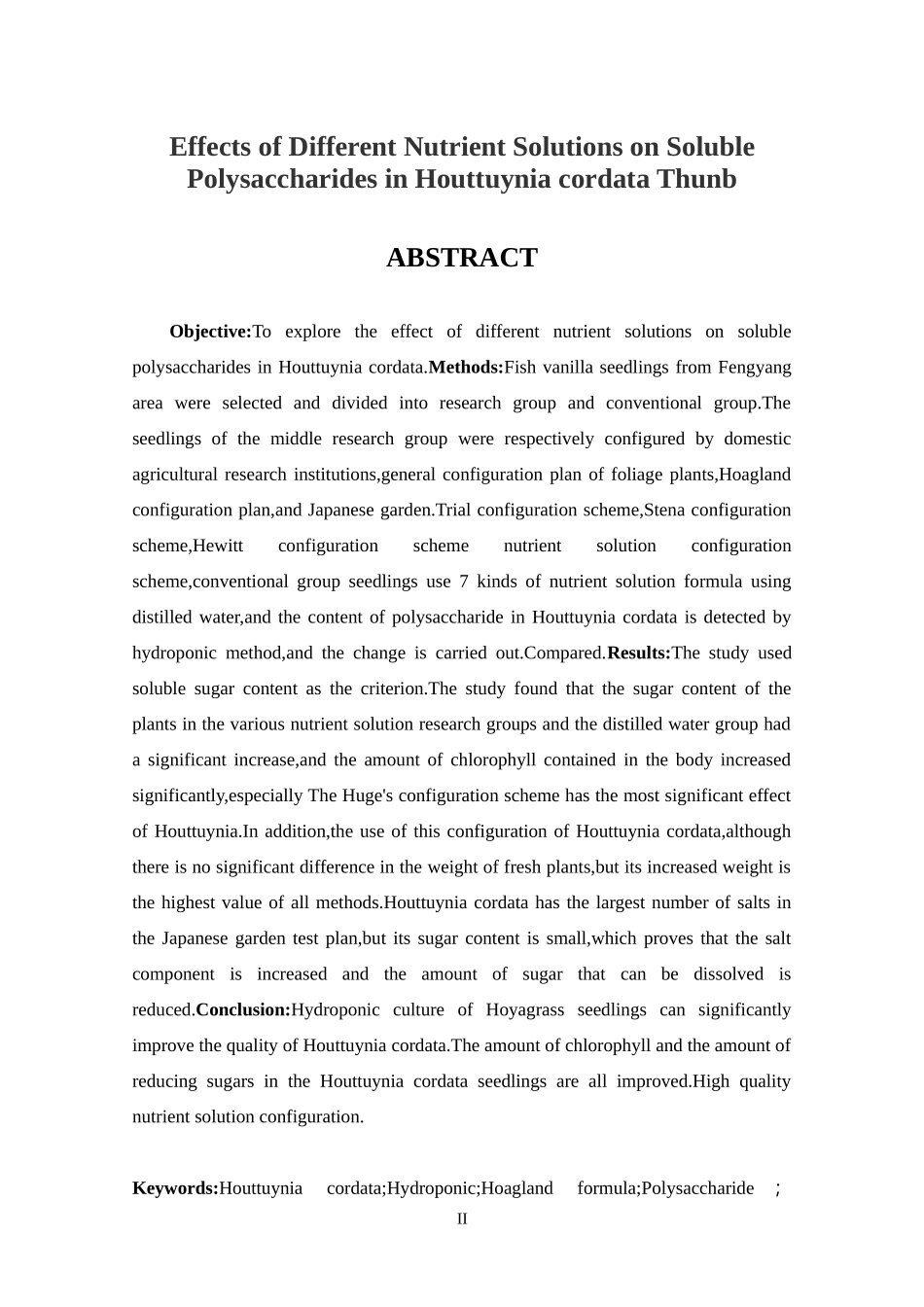 不同营养液对鱼腥草中可溶性多糖含量的影响研究  园艺技术专业_第2页