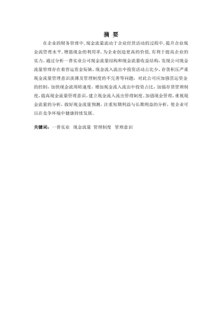 财务管理专业-一普实业公司现金流量问题探析
