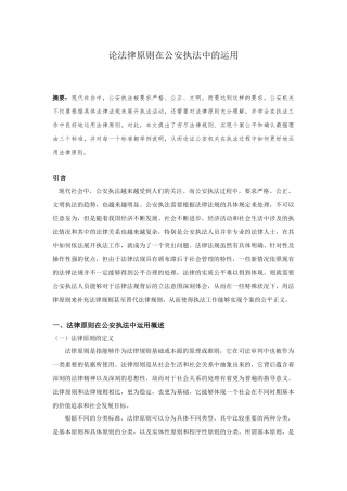 法律本论-论法律原则在公安执法中的运用