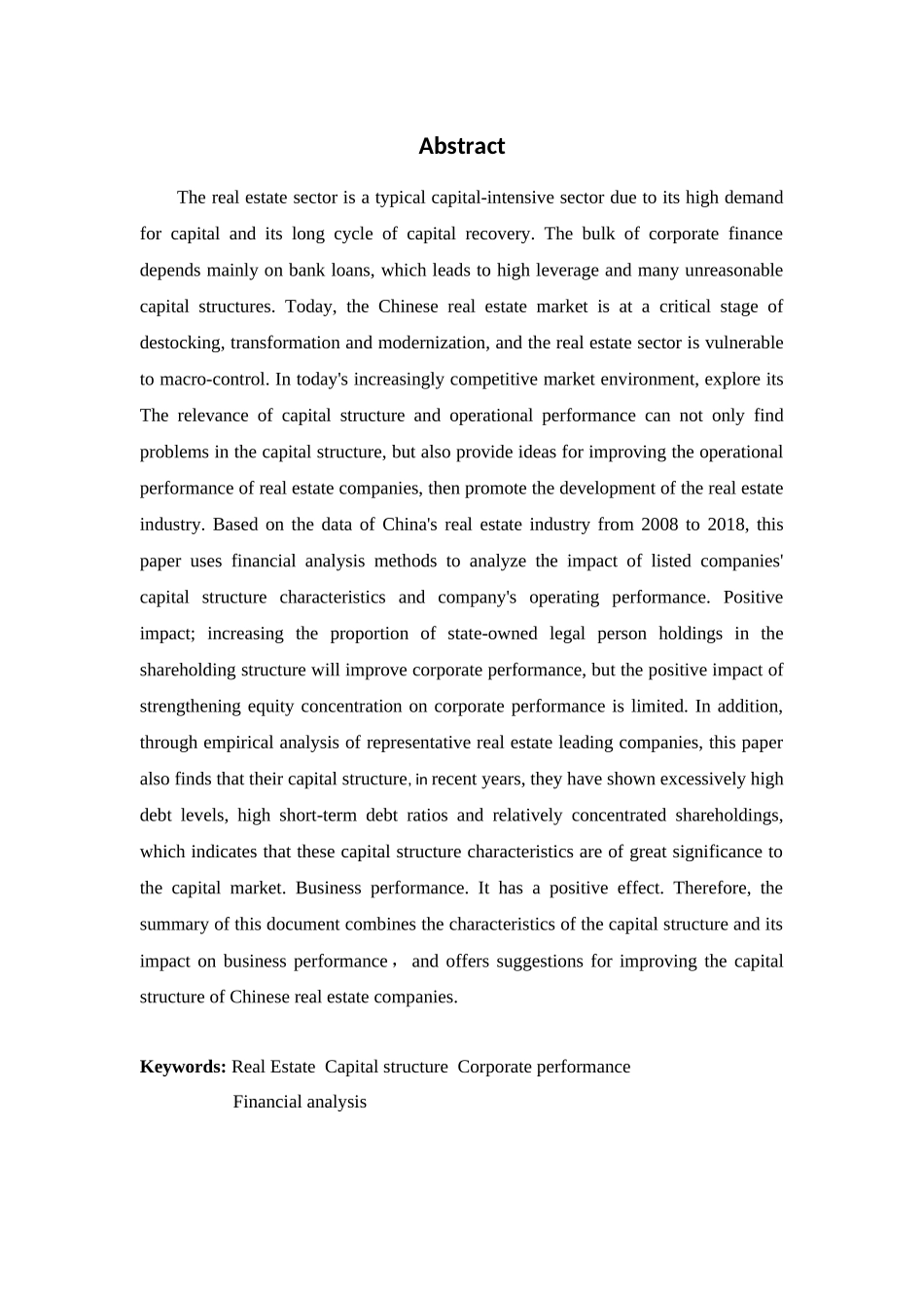 财务管理专业-资本结构对企业经营绩效的影响探析——基于房地产行业2008-2018年面板数据_第2页