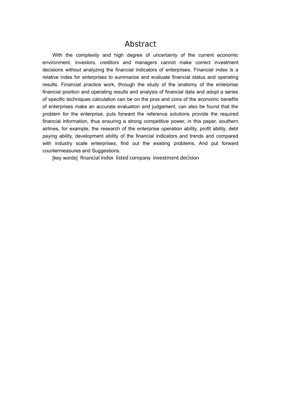 财务指标分析及其应用研究以某航空公司为例会计学专业论文设计_第2页