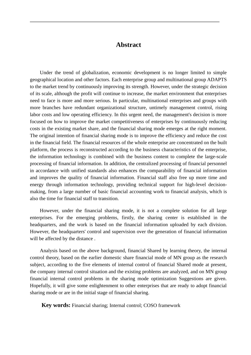 财务共享模式下的内部控制研究——以MN集团为例_第2页