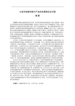 大连市战略性新兴产业的发展路径及对策  工商管理专业