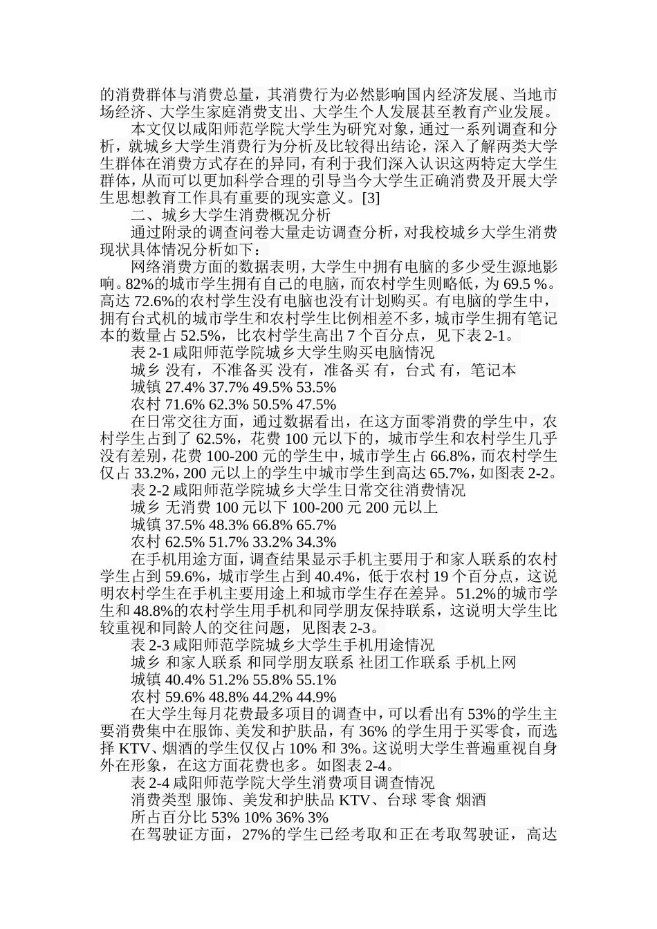 城乡大学生消费行为分析及比较研究-以咸阳师范学院为例  工商管理专业_第2页