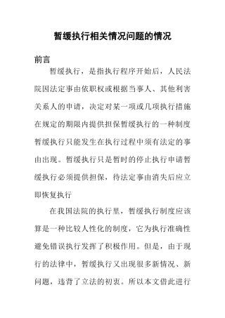 法学专业 暂缓执行相关情况问题的情况
