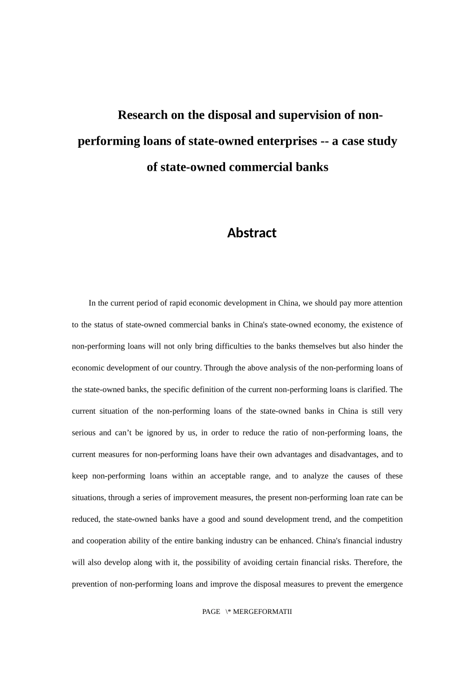 财务管理专业 国有企业不良贷款的处置及监管研究-以国有商业银行为例_第2页