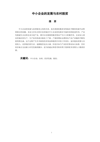 公共管理专业 中小企业的发展与农村脱贫