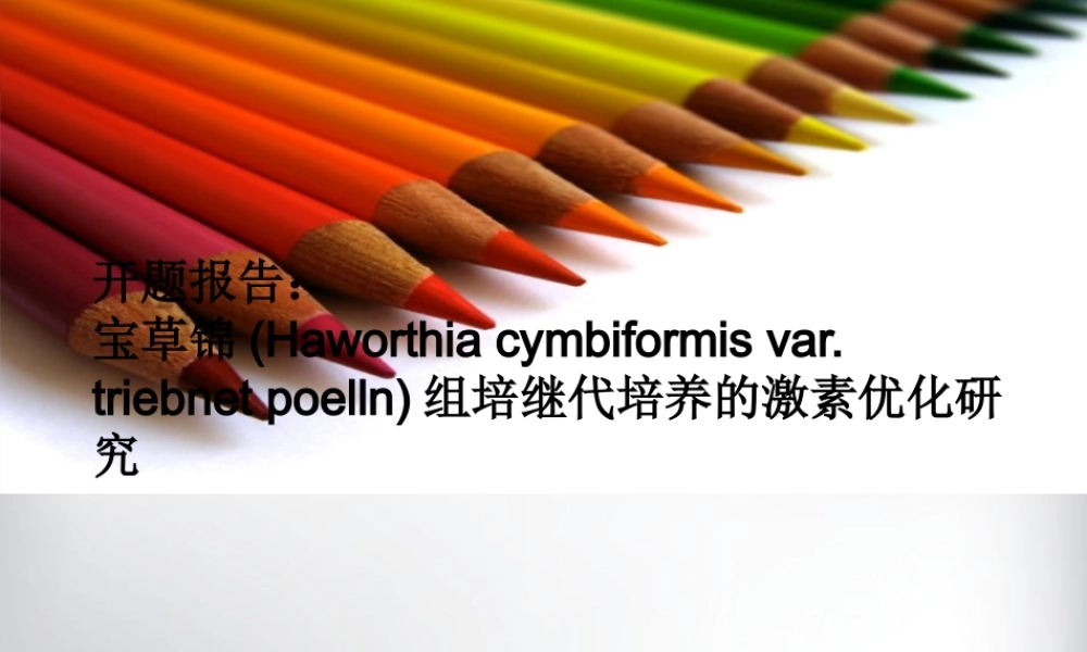 宝草锦(Haworthia cymbiformis var. triebnet poelln)组培继代培养的激素优化研究开题PPT