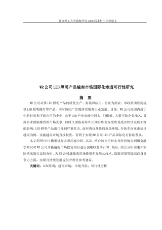 公司LED照明产品越南市场国际化渗透可行性研究