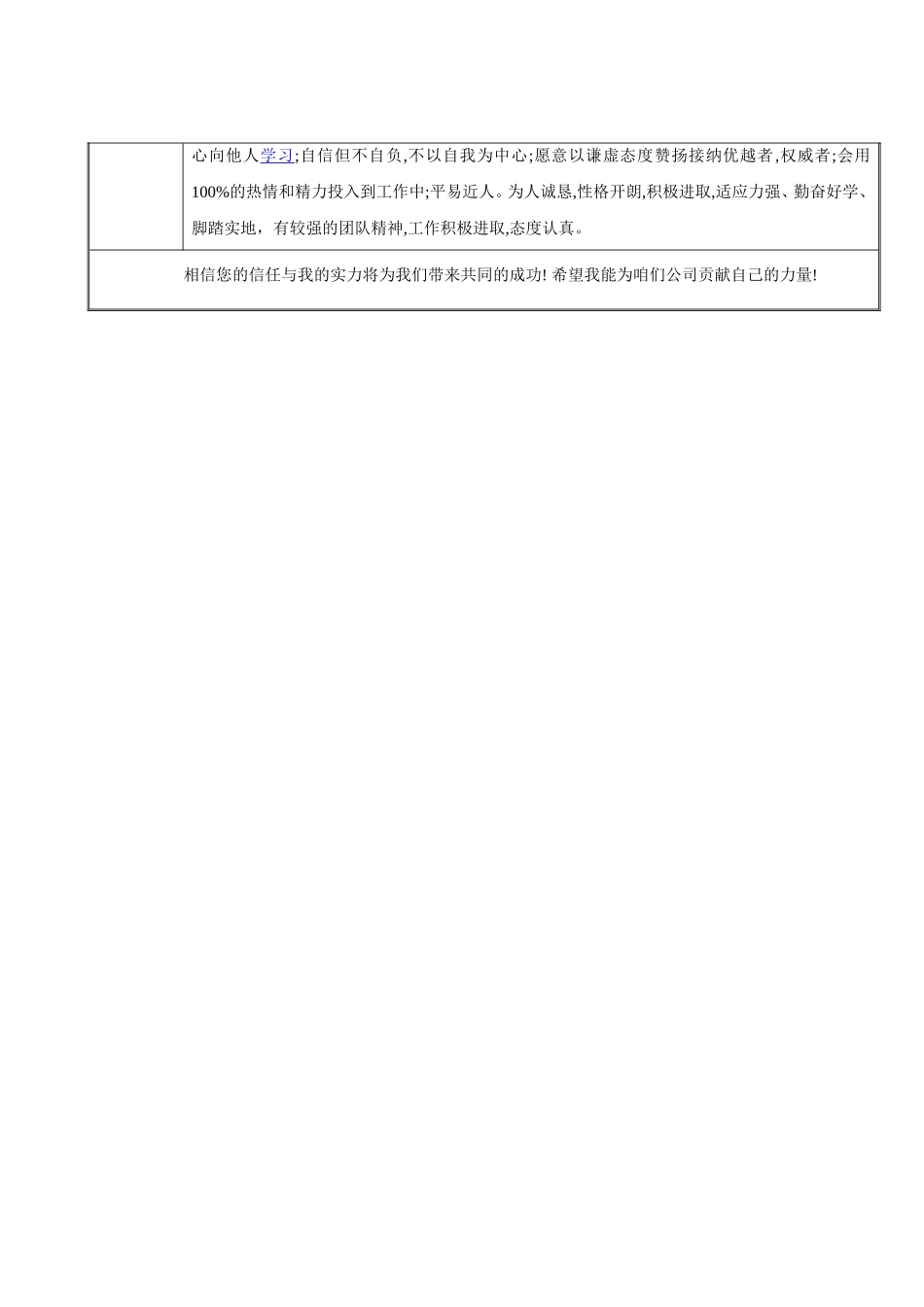 个人毕业工作简历模板_第2页