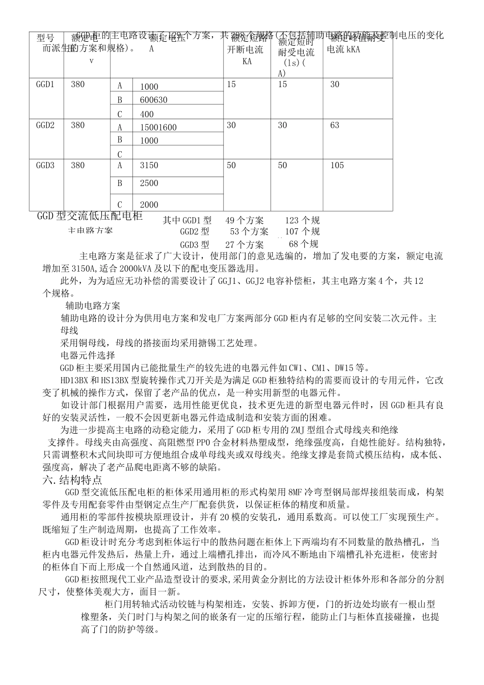 GGD低压开关柜说明书_第2页