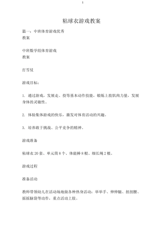粘球衣游戏教案