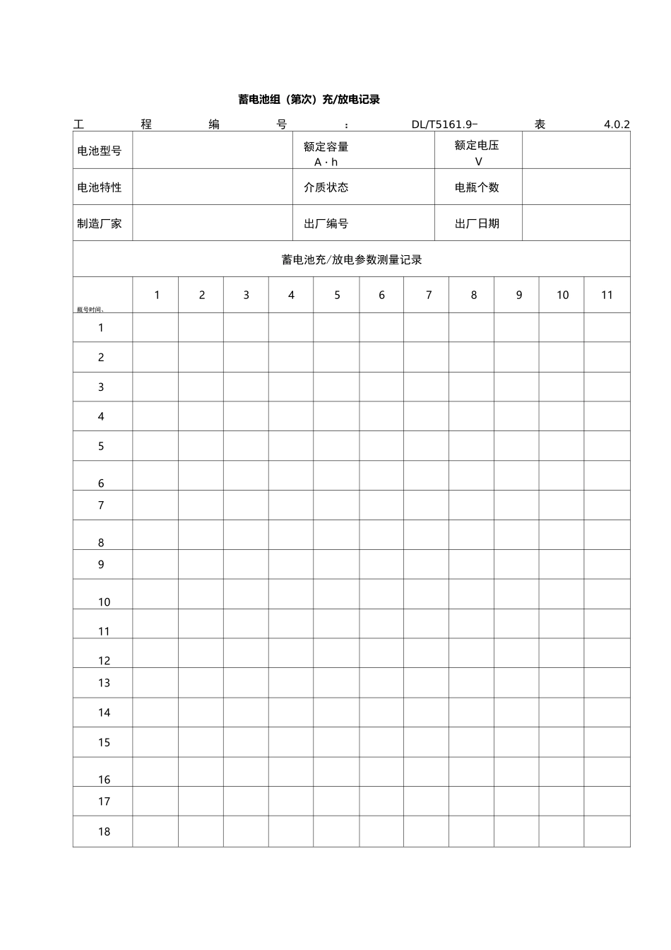 蓄电池组充放电记录表格格式_第1页