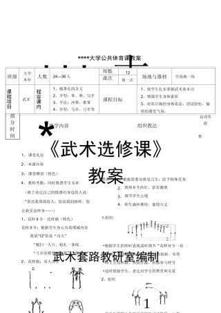 大学武术选修课教案(完整版)