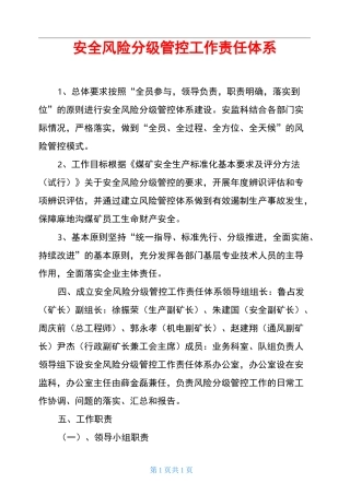 安全风险分级管控工作责任体系