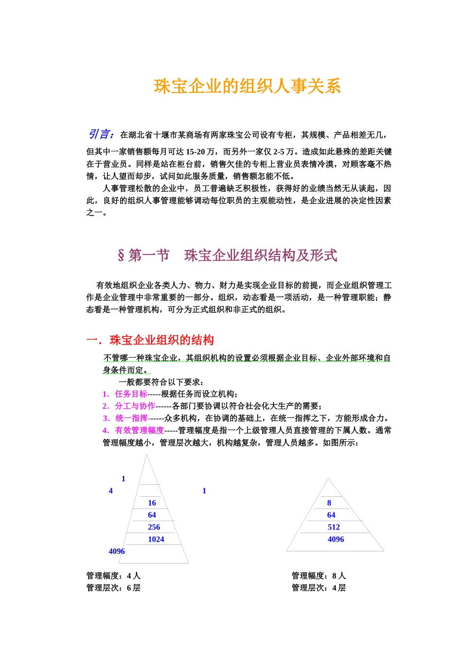 珠宝企业组织结构与领导者管理艺术_第1页
