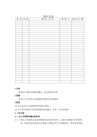 生产物料搬运和贮存管理规定