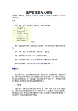 生产管理的九大模块