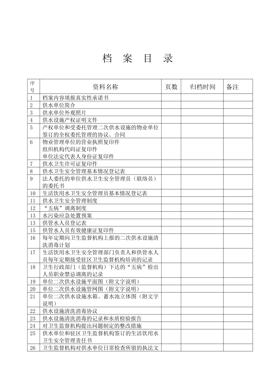 生活饮用水卫生管理档案_第2页
