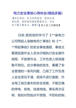 电力安全事故心得体会