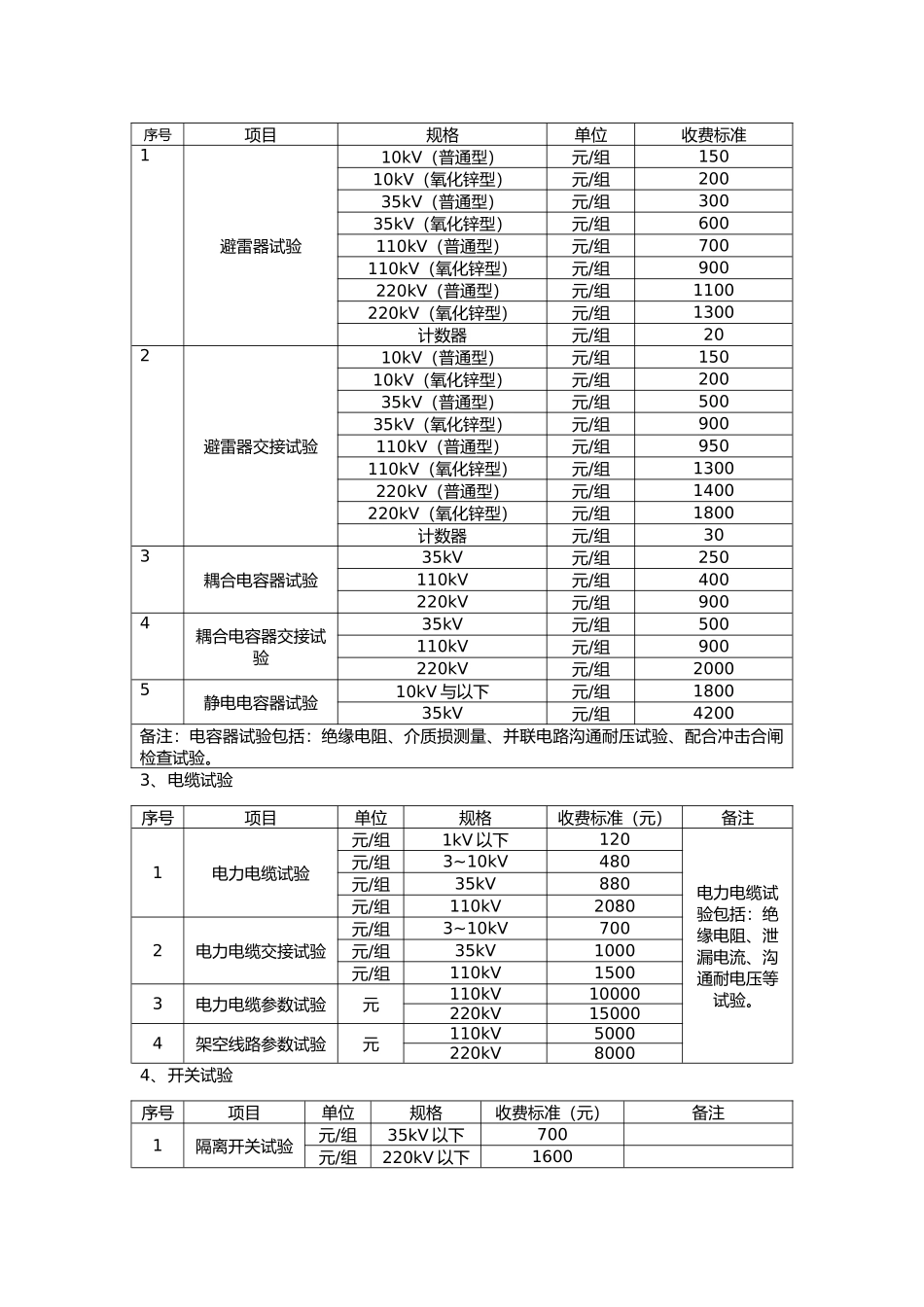 电力服务收费项目与标准_第2页