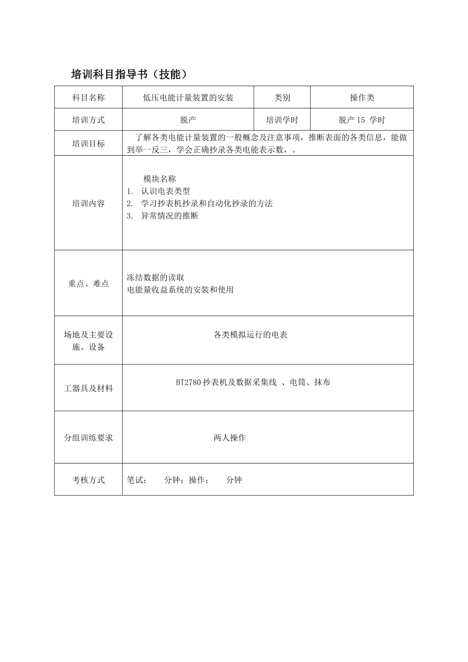 电力类抄核收专业岗位技能培训方案_第3页